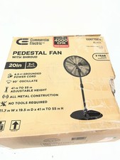 Commercial Electric 20 In. Oscillating Pedestal Fan With Adjustable Height Black