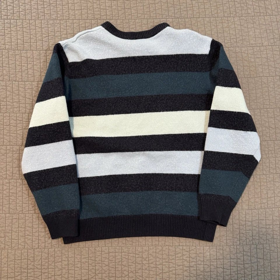 Lacoste 毛衣男式 4(中号)蓝色条纹羊毛混纺套衫学院风复古 Y2K — 第 4/4 张图片