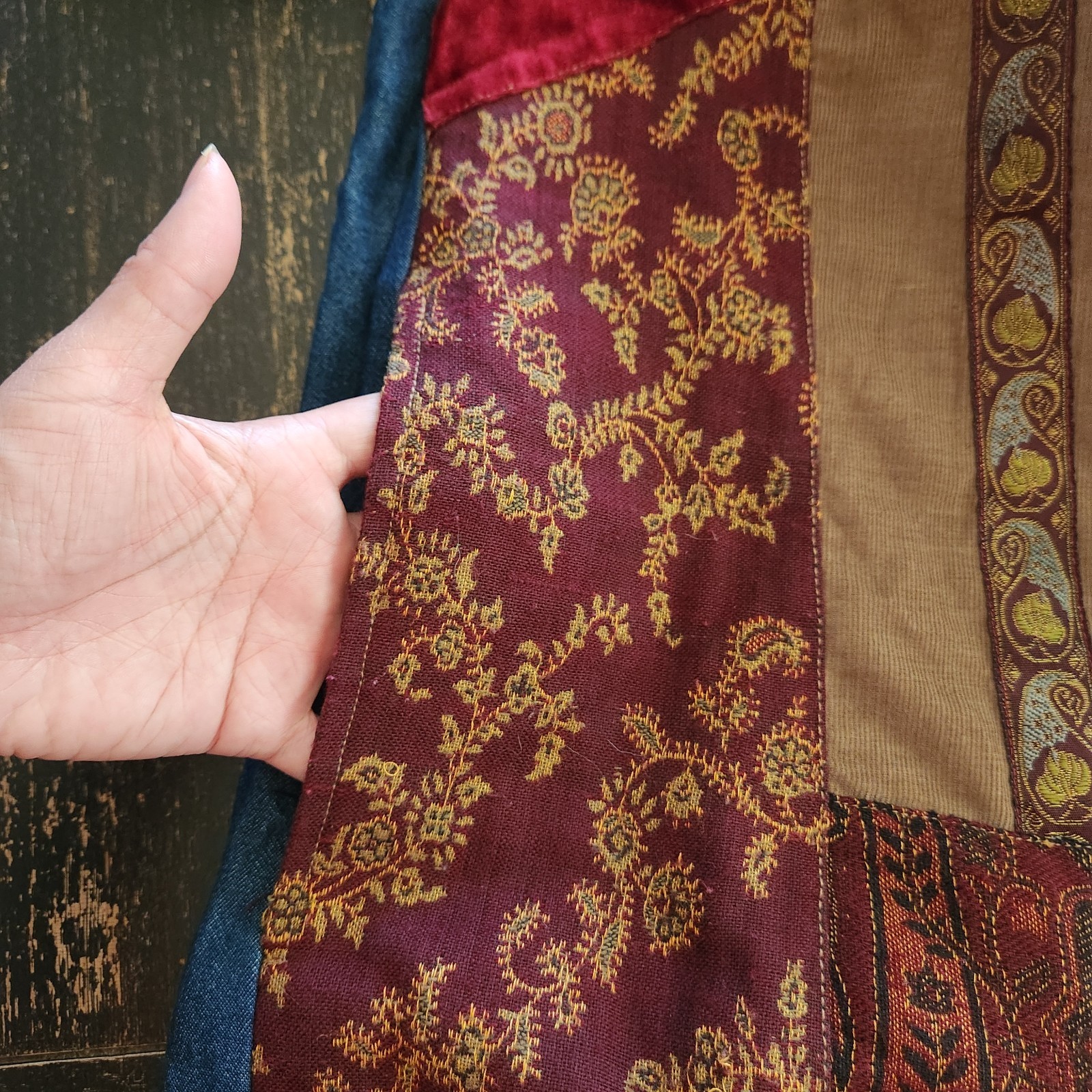 VTG 90s White Sage Patchwork  Denim Jacket 22W 24… - image 17