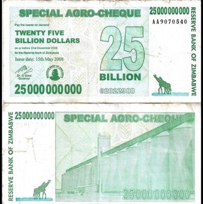 25 Milliarden Simbabwe-Dollar