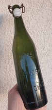 Alte gr&uuml;ne Bierflasche Brauerei Ihring Melchior Lich Oberhessen Porzellan Kopf