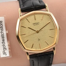 NewBatt.Vintage1983 Seiko Chariot 5931-5350 Gold Octagon Quartz Mens Watch JAPAN