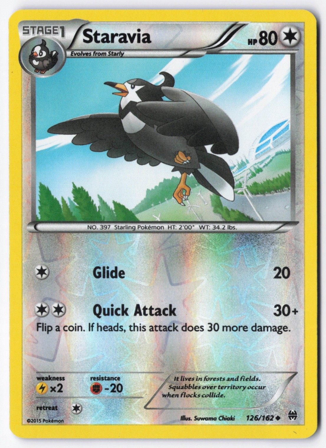 Staravia Reverse Holo Uncommon XY - BREAKthrough 126/162 LP
