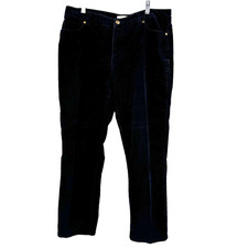 Coldwater Creek Corduroy Pants Women's 12P Navy Blue High Rise Stretch Winter