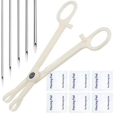 Complete Body Piercing Kit: Disposable Surgical Needles Forceps for Safe Use