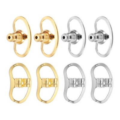 Earring Backs Set Support Lifter with Locking(2 Style, Gold/Silver, Pack of 8)