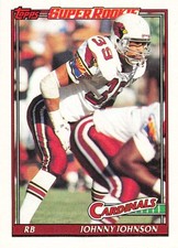 Johnny Johnson Cardinals 1991 Topps Super Rookie RC Football Card #508. rookie card picture
