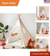 Delightful Kids Teepee Tent with Inner Pockets Magic Fairy Lights - 59''