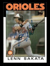 1986 Topps  446 Lenn Sakata  signed auto autograph  blue sharpie ASC BXCP58