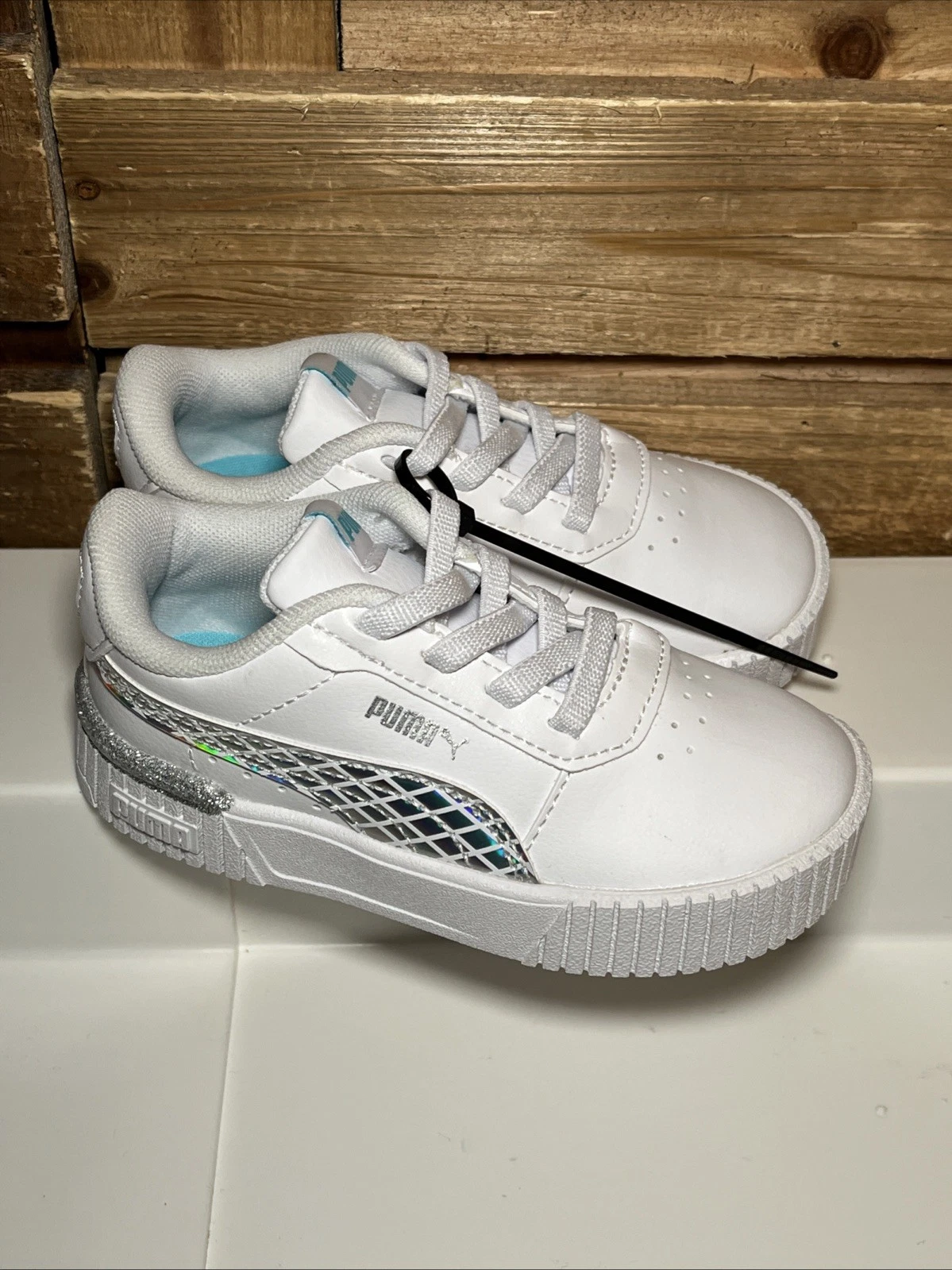 Puma Carina 2.0 Sneakers Sirena Ragazze Puma Bianco Metallizzato Taglia 7c (389744 01)