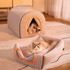 Removable Washable Enclosed Pet Bed   Warm Winter Cat  Dog House Size L