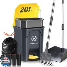 Outdoor Dog Poop Trash Can with Pooper Scooper and 60 Free Poop Bags -20 L/5....
