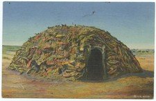 Navajo Indian Hogan Vintage Postcard Linen  