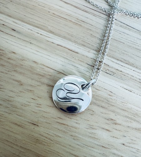 Tiffany & Co. Letter Script Alphabet Y Initial Round Disc Charm Pendant Necklace - Picture 3 of 8