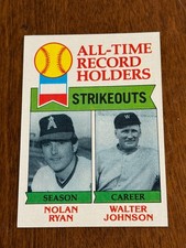 1979 Topps Nolan Ryan Walter Johnson All Time Record Holders #417