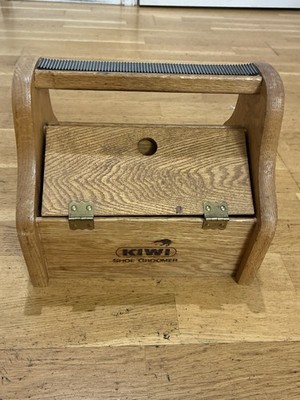 Vintage Kiwi Wood Shoe Groomer Valet Box with Meltonian & Clarks Polish Kit