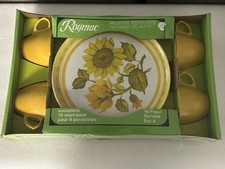 Vintage Roymac Sunflower 16 Pc Service For 4 Unused In Box Melamine