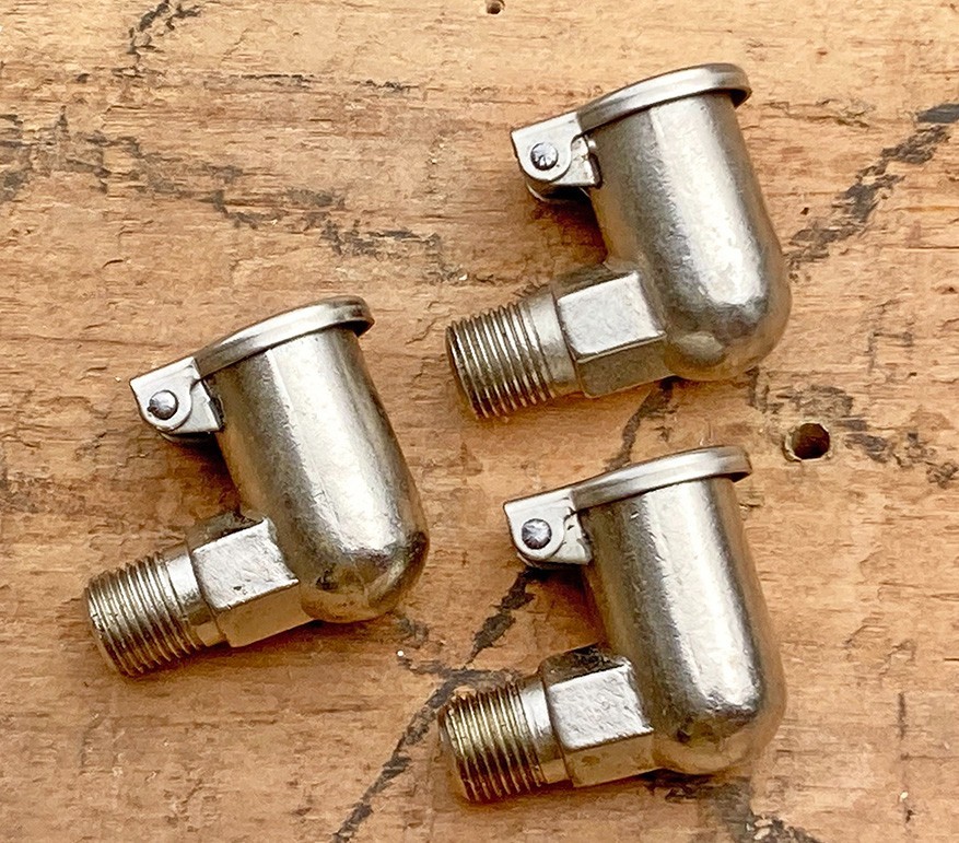 Vtg Lot of 3 NOS Gits Flip Top Oilers 1/4 NPT Right Angle Lathe Machine Hit-Miss