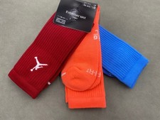 Nike Air Jordan Everyday Max Crew Socks 3 Pairs Men Size L 8-12 Red Orange Blue
