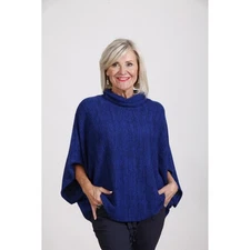Goose Island Cowl Poncho Top Royal Blue