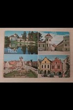 Telc Czech Republic~Town Square~ Chateau~Fishpond~Vintage Postcard