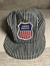VINTAGE Children  s Union Pacific Railroad Hat Cap Gray Train Engineer Patch