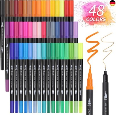 Owelth Brush Pen Set, 48 Farben Dual Tip Pinselstifte Aquarell Marker,