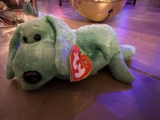 Ty Beanie Baby Diddley the Green Dog, July 25, 2000, with Tags