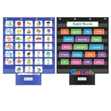 Pocket Chart Educational Hanging Organizer With 7 Transparent Storage Pockets