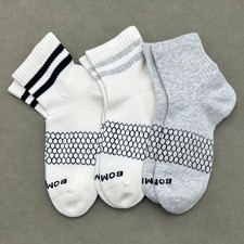 BOMBAS 3 Pairs Women's Stripes Quarter Socks Cushion Size Med 3 Colors Mix