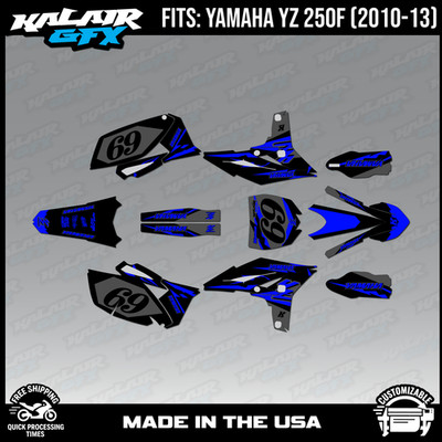 Graphics Kit for Yamaha YZ250F (2010-2013) Vintage Series-BLUE-SHIFT