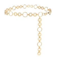 Waist Chian Belts for Women Metal Body Chain S:Fit Waist up to 32" Gold O-ring
