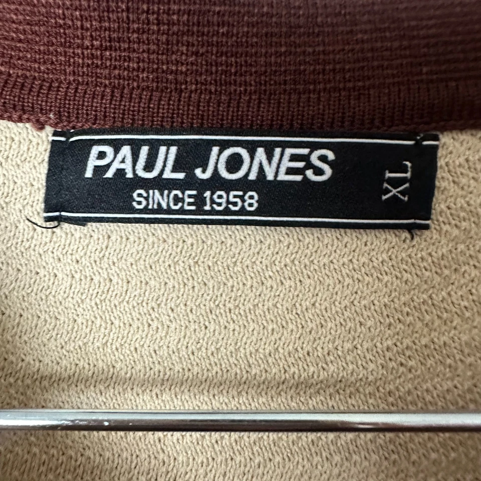 Camisa Paul Jones Tejida a Rayas Botones Talla XL Coastal Grandpa Retro Marrón Tostado Foto 3 de 4