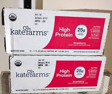 2 Kate Farms High Protein Strawberry Vegan Organic Sugar-Free Shake 25g 12x11oz