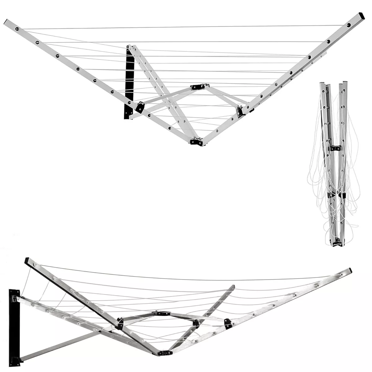 Wall Mounted 5 Arm 26m Clothes Airer Folding Concertina Cloth