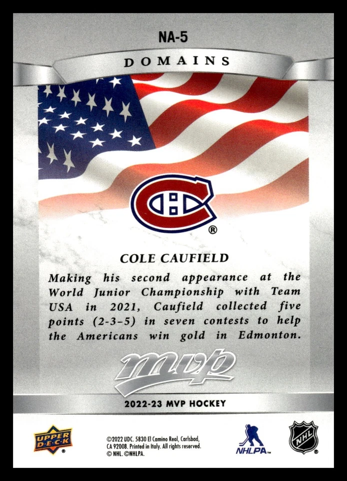 2022-23 Upper Deck MVP - Domains #NA-5 Cole Caufield - Image 2 of 2
