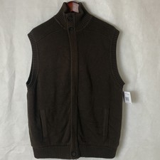 Claiborne Knit Core Sweater Vest Womens Large/tall Zip Faux Fur Lined Brown