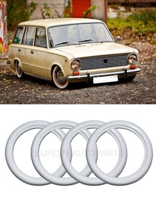 Atlas 13 Inch White Wall Tire Insert Trim Set - 4 Pieces, 1.8" Visible Strip