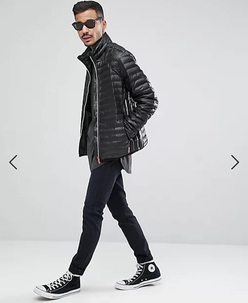 Abrigo chaqueta Hunter negro acolchado capa media pequeño para hombre Foto 4 de 4