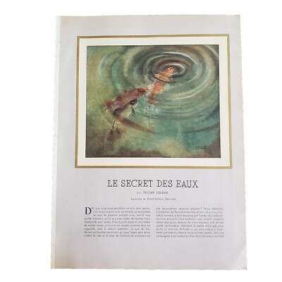 French Magazine Article From 1938 Le Secret Des Eaux By Tristan Dereme