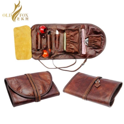 MUXIANG Real Cow Leather Pipe Smoking Pouch Case Soft Pipe Tobacco Bag Holder 2 Pipe