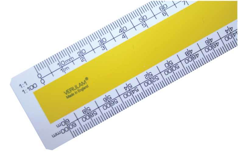 150mm 6"" No.3 architects scale ruler 1:1 1:100 1:20 1:200 1:5 1:50 1:1250 1:2500