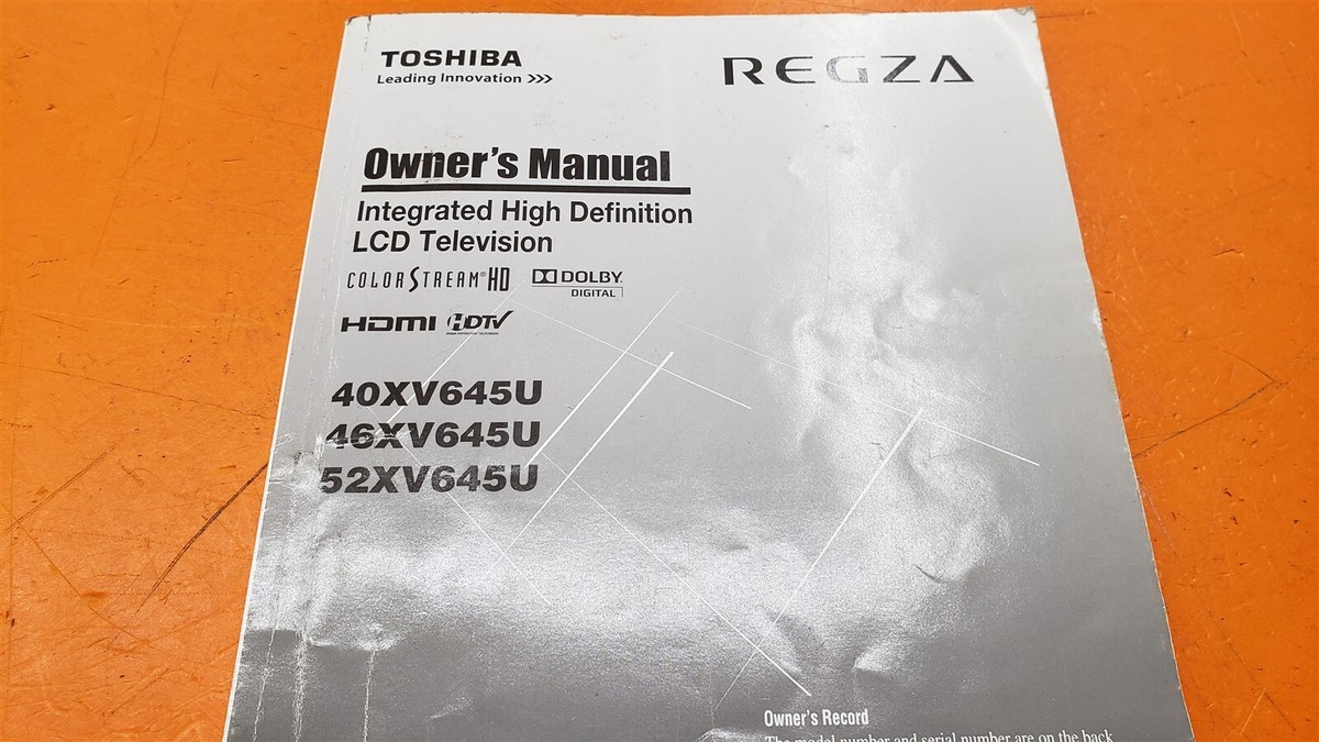 Toshiba REGZA LCD TV Owner's Manual | eBay