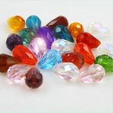 50Pcs Faceted Teardrop Crystal For Czech Crystal Loose Spacer Glass Beads 8X11MM
