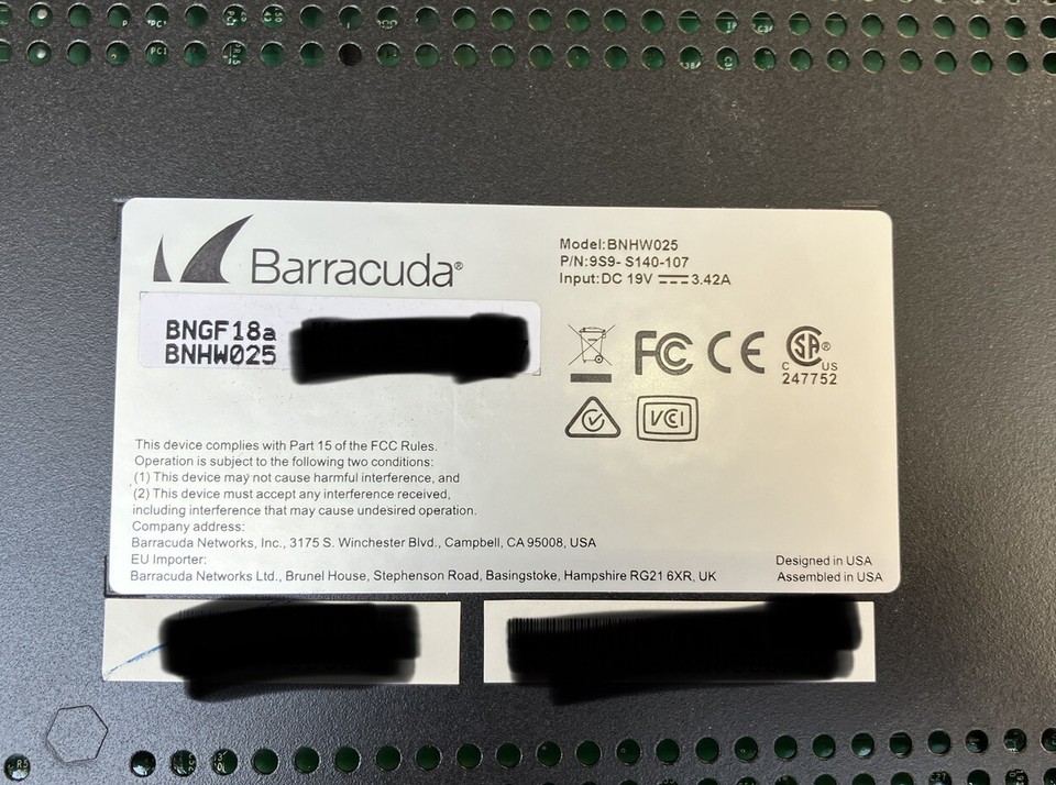 Barracuda F18 BNHW025 BNGF18a NextGen Firewall Router | eBay