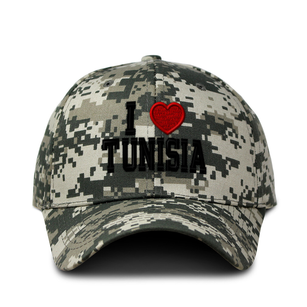 Camo Baseball Cap Tunisia Love Cotton Hunting Hat for Men Women  