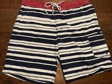 J. Crew Navy White Red Stripe Board Short Swim Suit, Mens 35