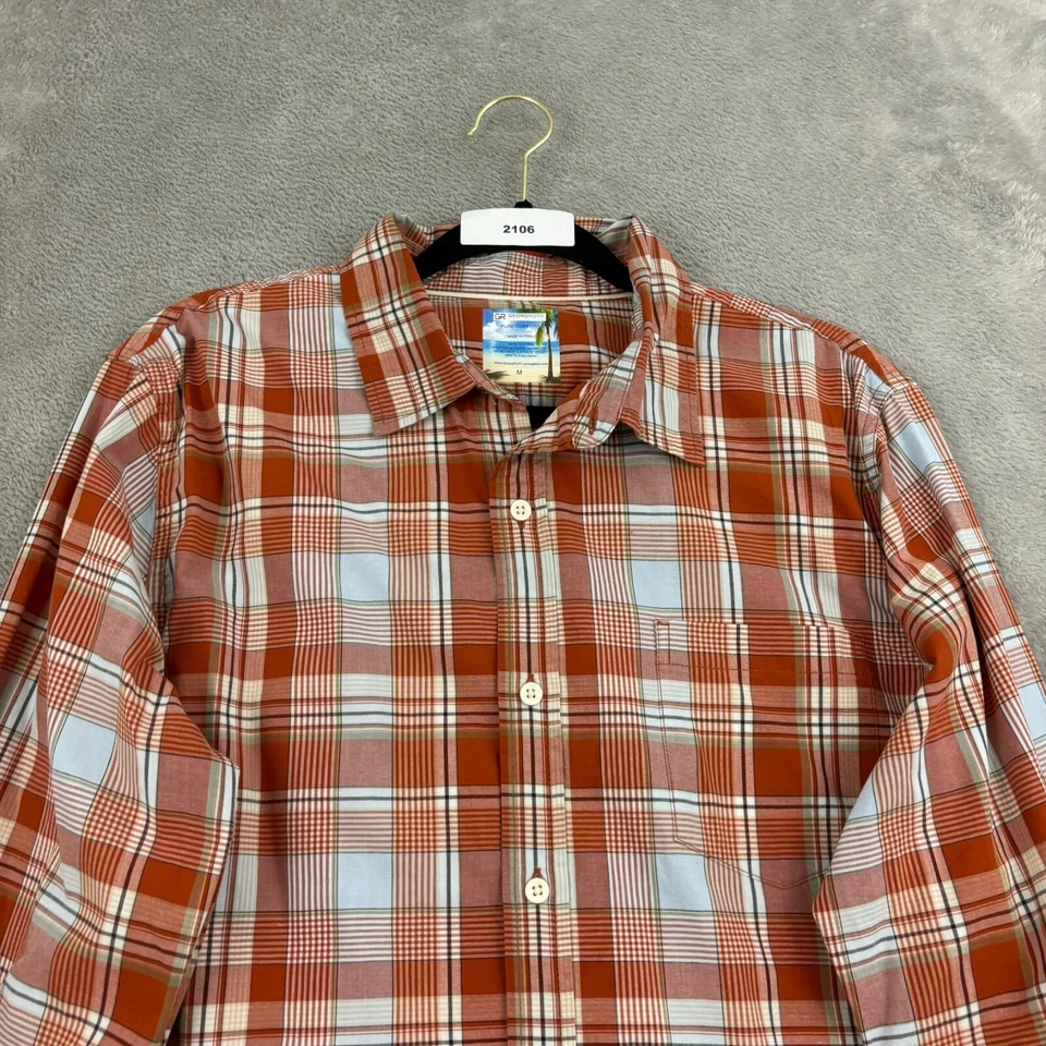 Camisa Georg Roth Los Angeles Para Hombre M Naranja Cuadros Algodón Abotonada Pura Comodidad Foto 3 de 4