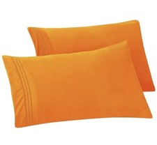 2 x Ultra Soft Pillowcase 1500 Thread Count Egyptian Quality Microfiber Orange
