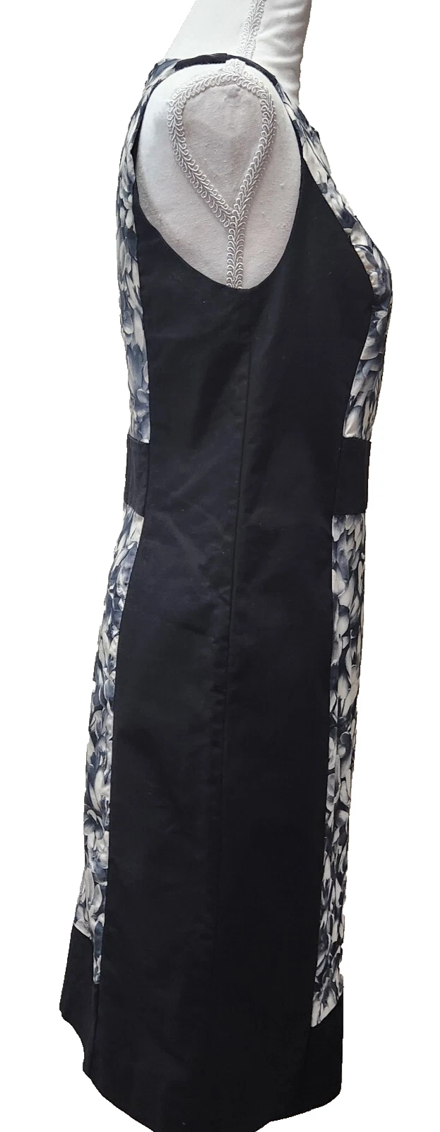 Abito donna Michael Kors 8 nero bianco floreale senza maniche misto cotone tubino